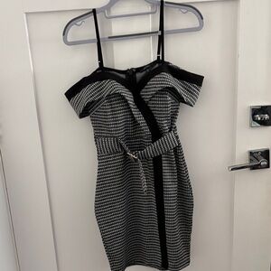 Entry Strapless Black and White Dress